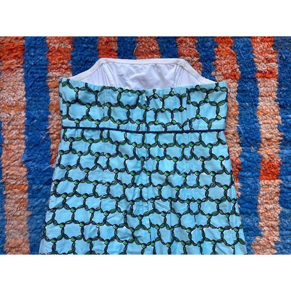 Vintage Y2K Lilly Pulitzer Mesh Tassel Sheath Strapless Mini Tube Dress Sz 2 - Picture 5 of 8